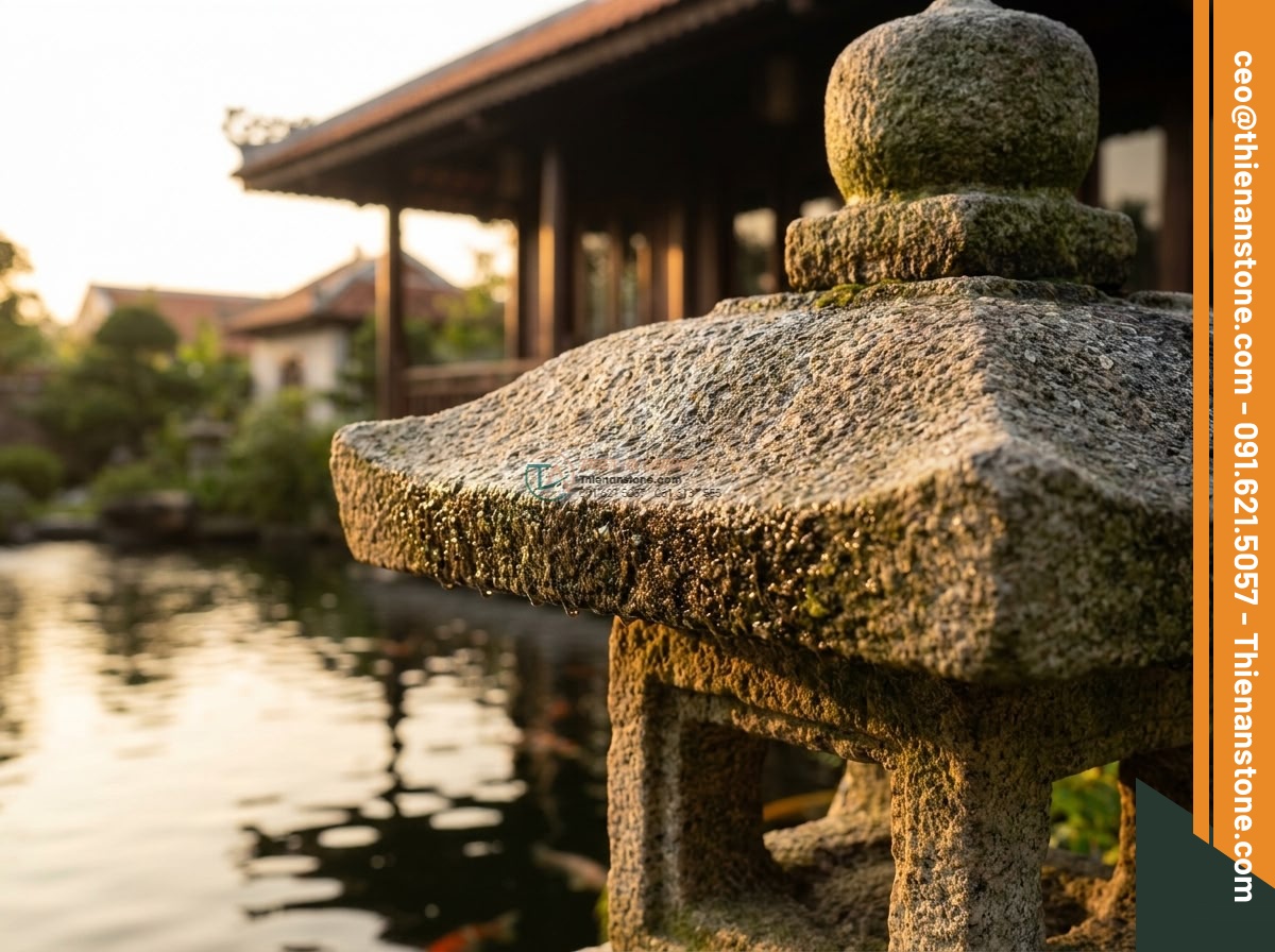 Đèn đá Yusoki dáng cao biệt thự bằng đá Granite cao 160cm.
