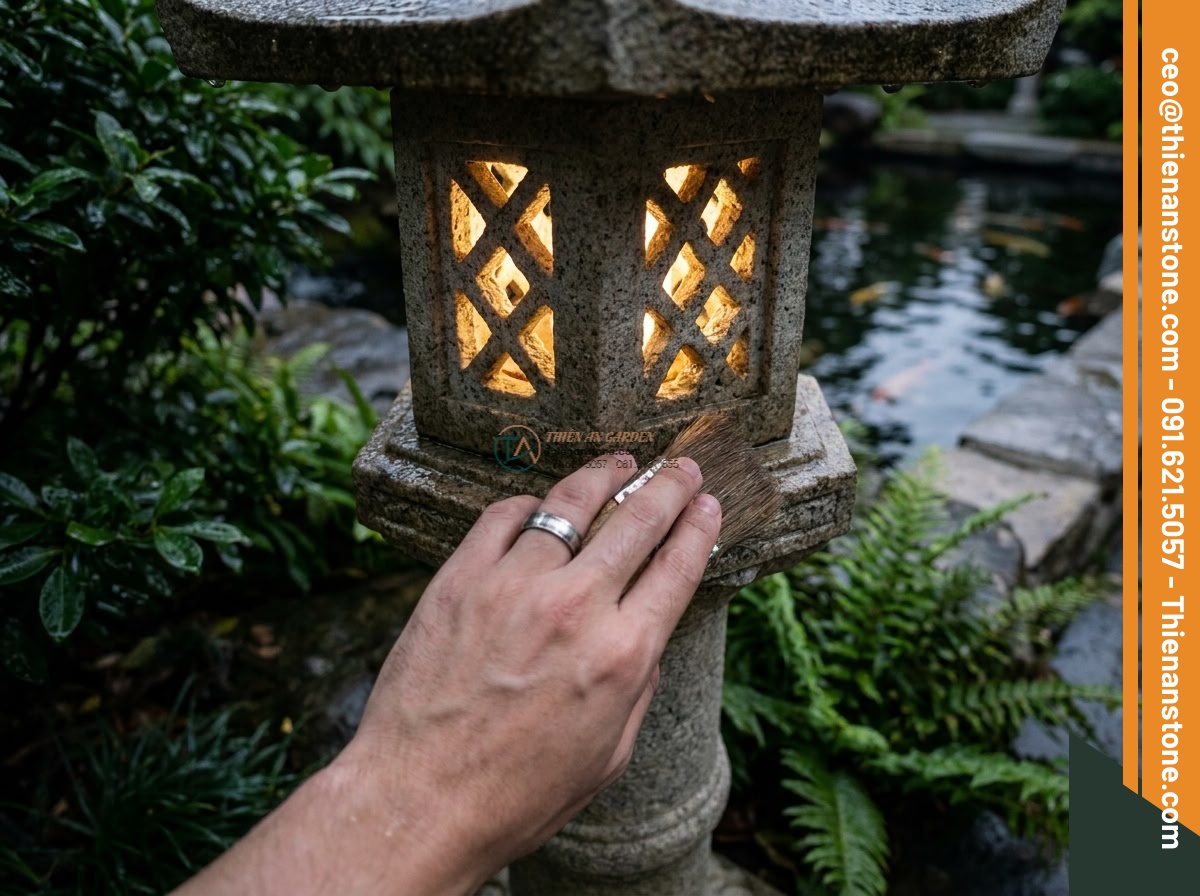 Đèn đá Yusoki dáng cao biệt thự bằng đá Granite cao 160cm.