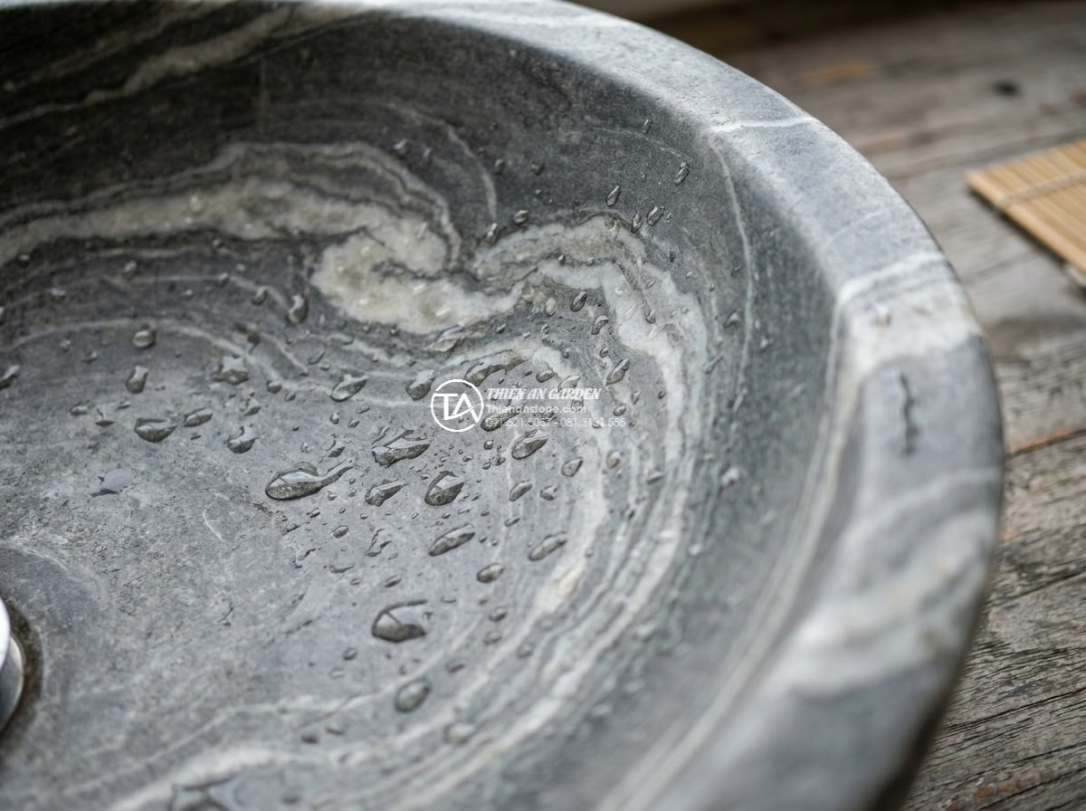 Lavabo đá cuội vân mây