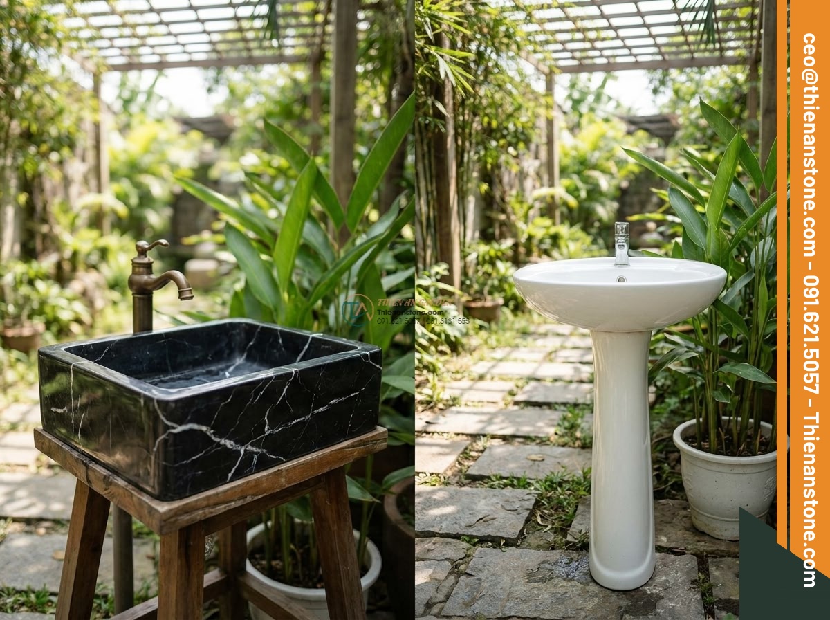 Lavabo đá đen tia chớp Oval dài 48cm (480x380x150mm)