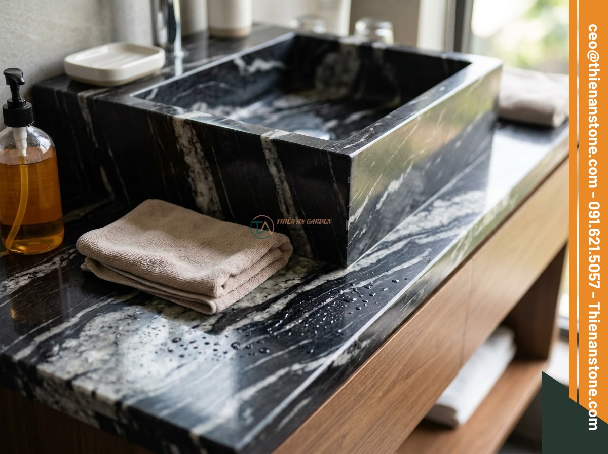 Lavabo đá tuyết sơn vuông 42cm (420x420x150mm)