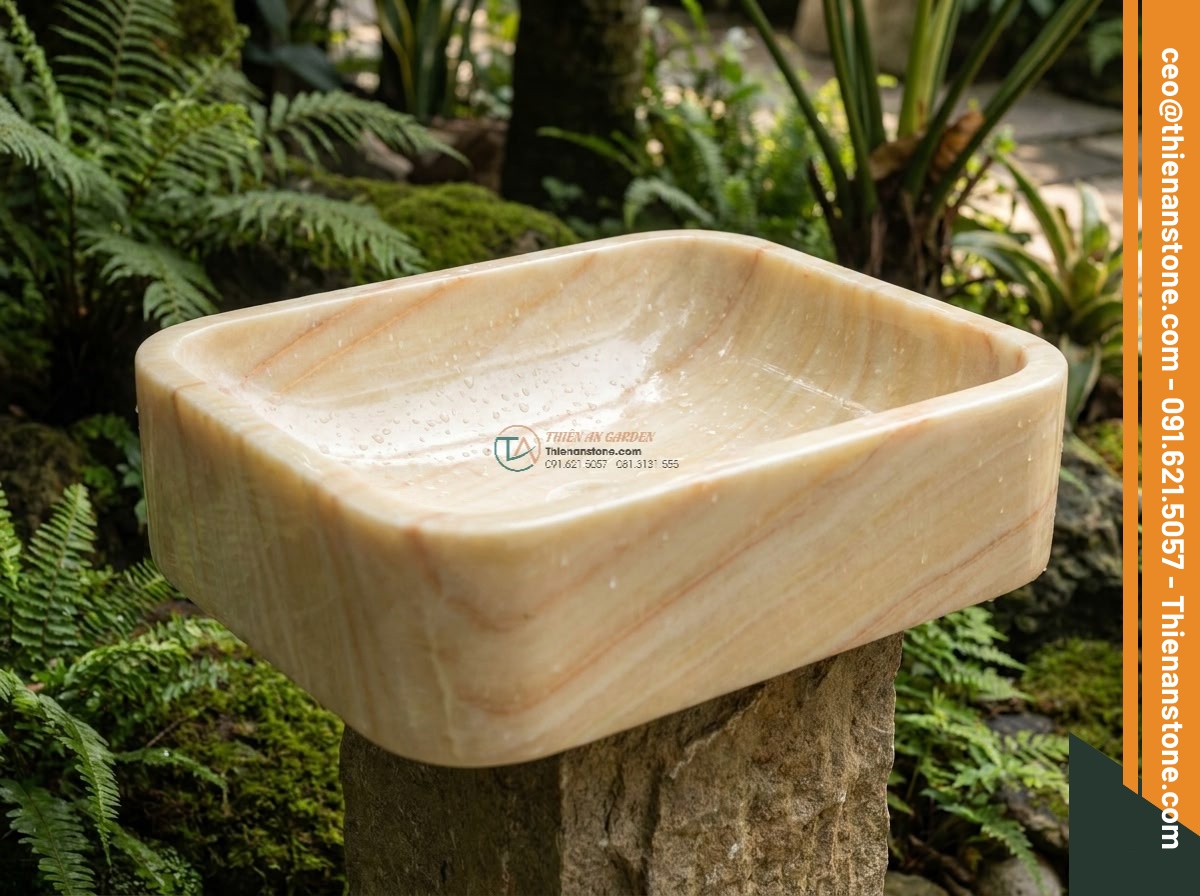 Lavabo đá vàng cà rốt chữ nhật 42cm (420x350x140mm)