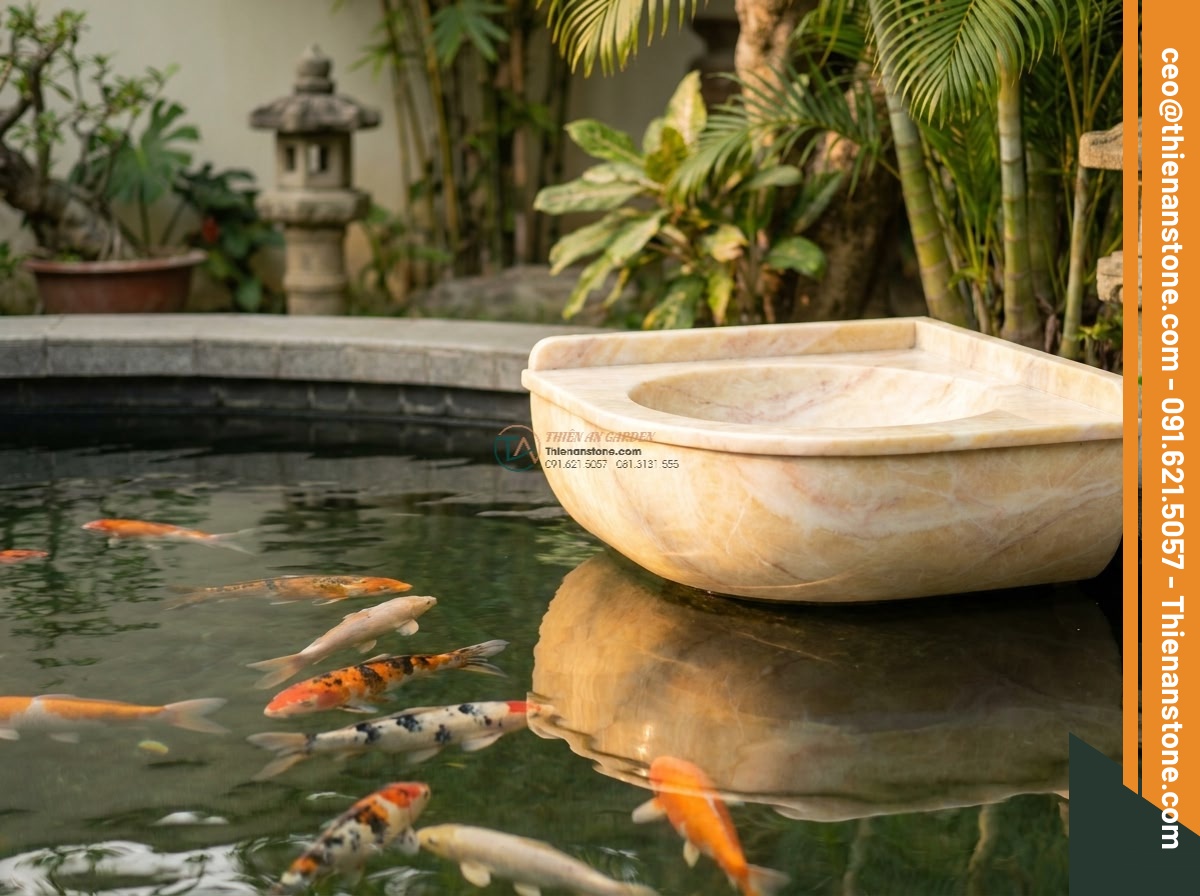 Lavabo đá vàng cà rốt góc (400x400x150mm) - Hình 6 Lavabo đá vàng cà rốt góc (400x400x150mm) - Serene realistic photograph of a carrot yellow natural stone corner lavabo 400x4