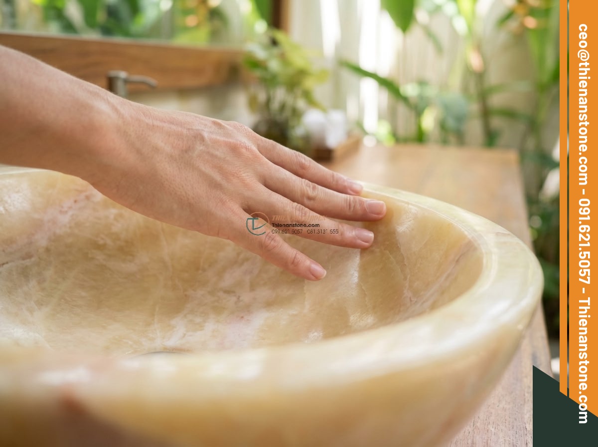 Lavabo đá vàng cà rốt Oval dài 48cm (480x380x150mm)
