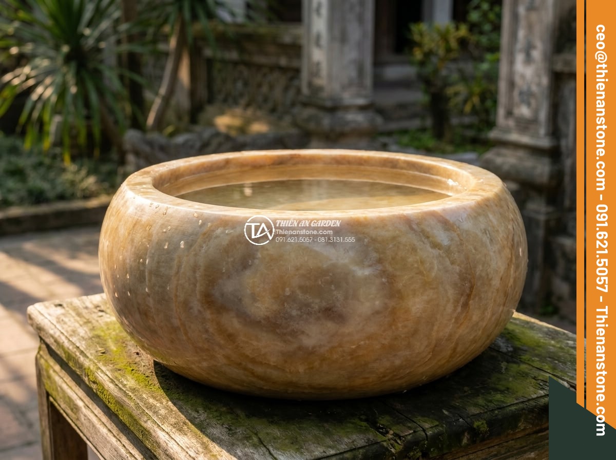 Lavabo đá vàng kim tuyến chữ nhật 42cm (420x350x140mm)