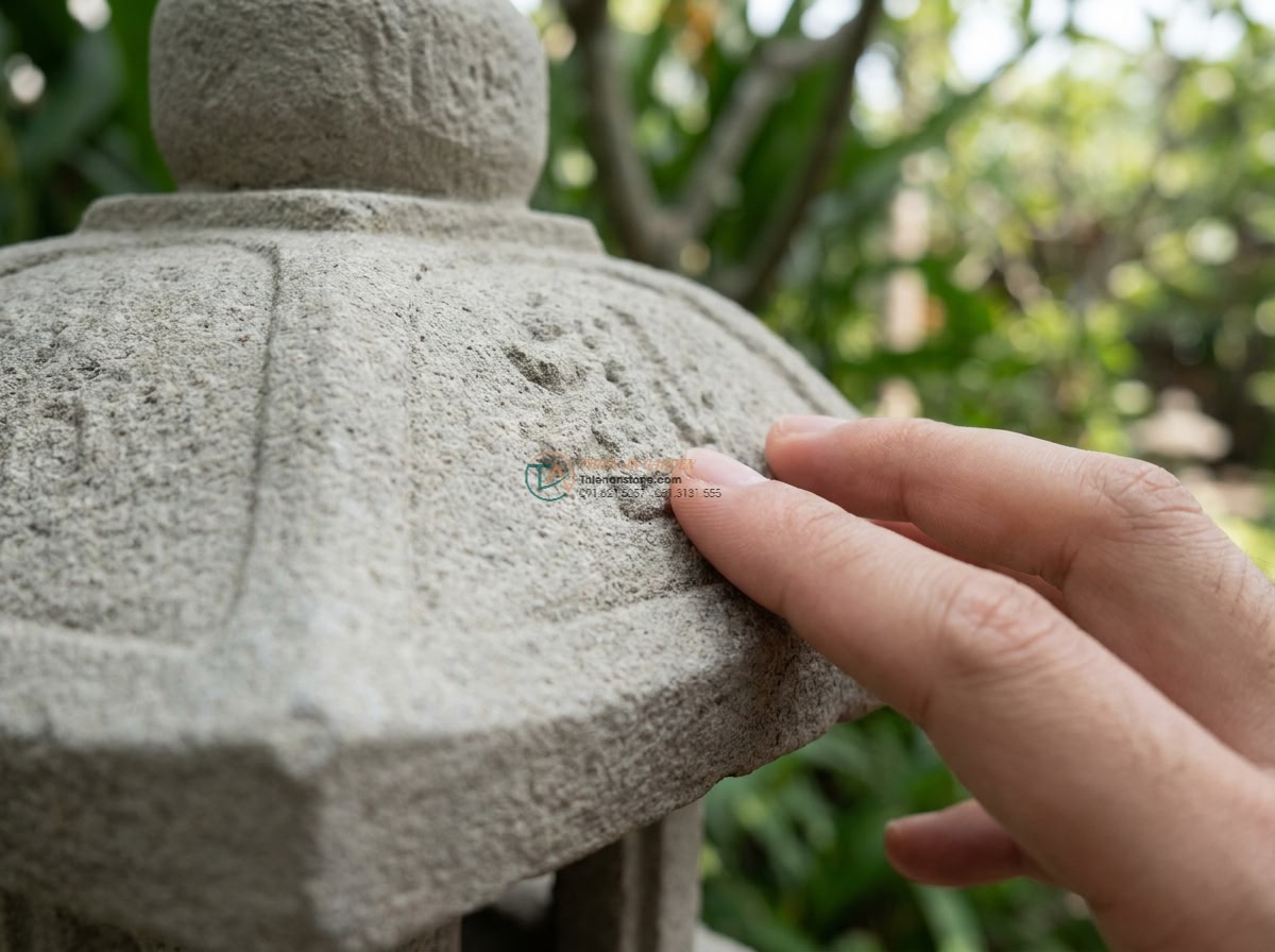 Mẫu đèn đá sa thạch Kanjuji trụ thanh thanh cao 100cm.