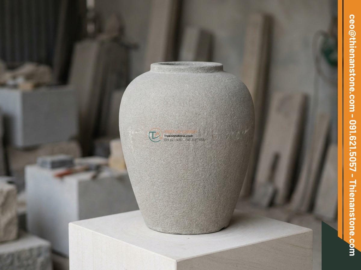 Mẫu đèn đá sa thạch Mizubutaru mộc mạc trang trí gốc cây cao 80cm.