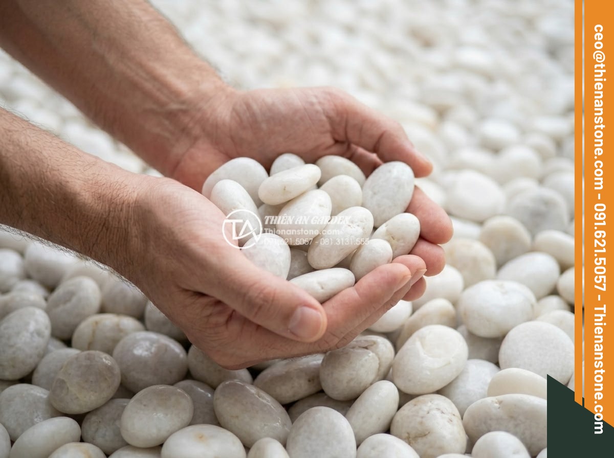 Sỏi trắng quay 3-5cm