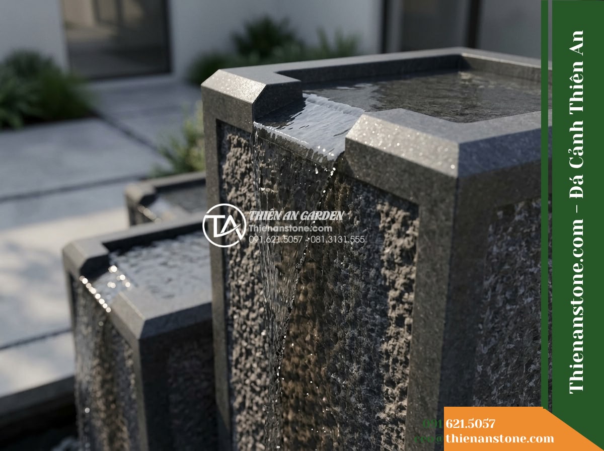 Bộ 3 Trụ Phun Khối Vuông Phân Cấp D30cm Cao 60-80-100cm