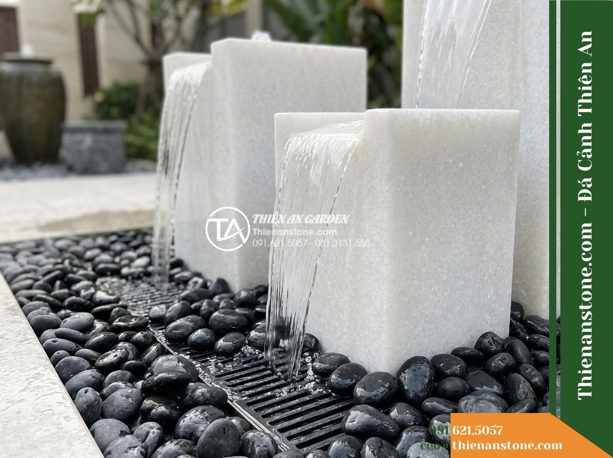 Bộ 3 Trụ Phun Khối Vuông Phân Cấp D30cm Cao 60-80-100cm