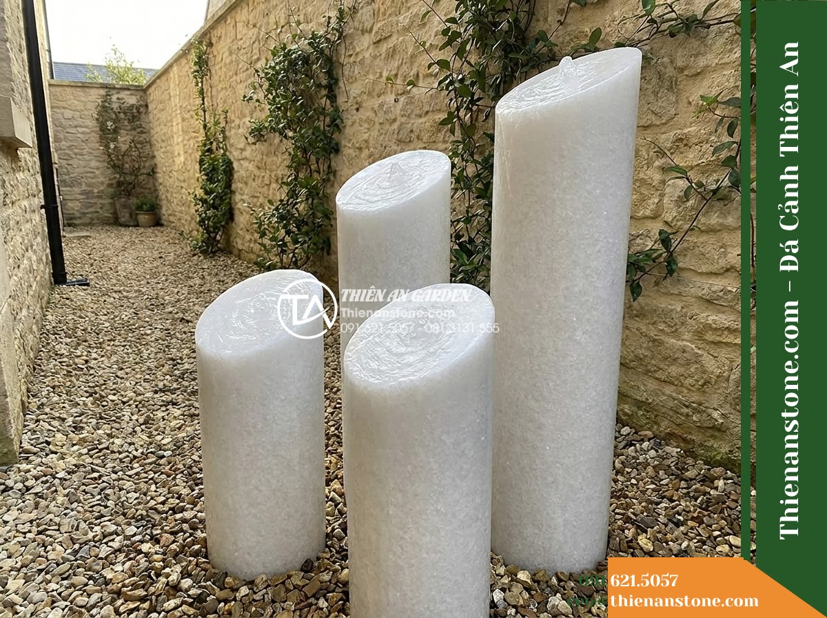Bộ 3 Trụ Phun Tròn Vát Đỉnh, D25cm Cao 50-70-90cm