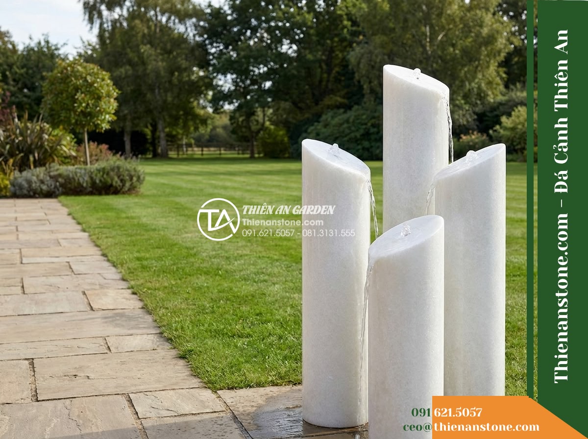 Bộ 3 Trụ Phun Tròn Vát Đỉnh, D25cm Cao 50-70-90cm