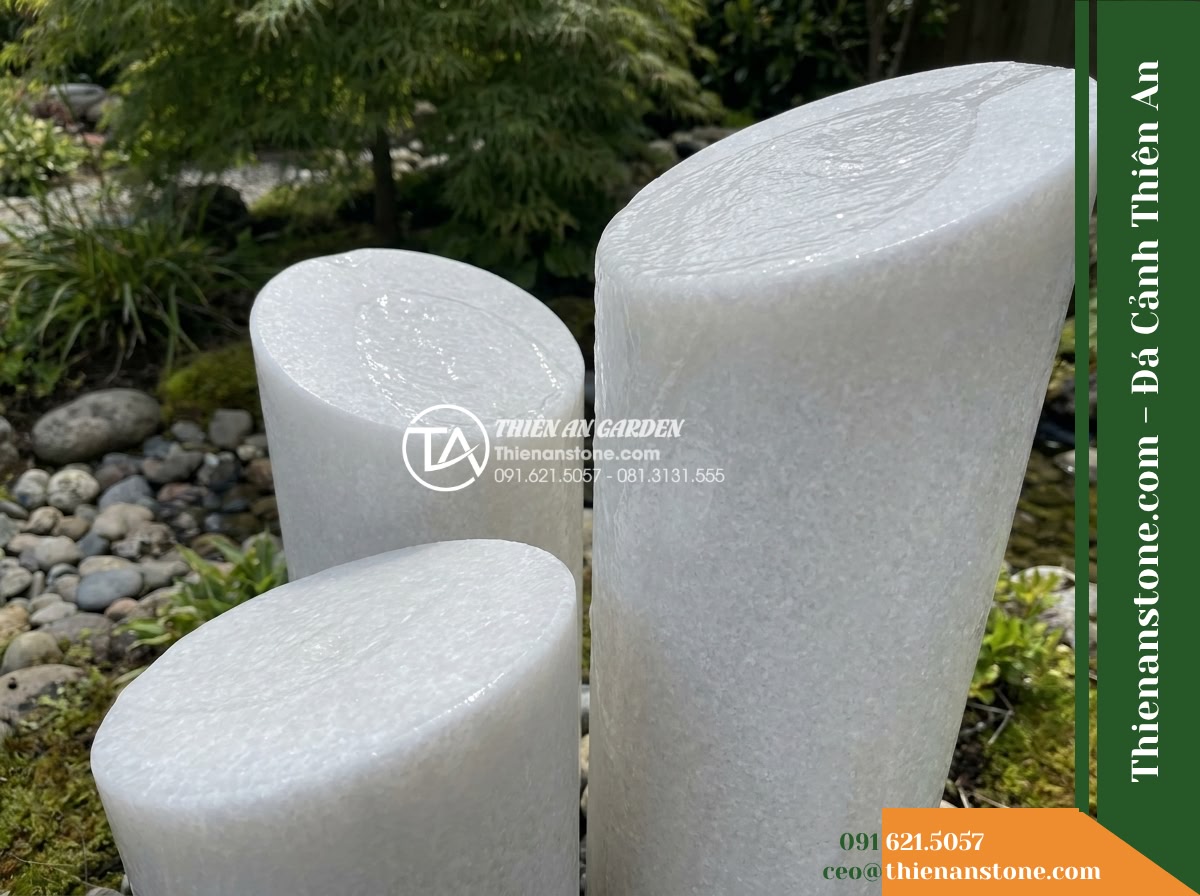 Bộ 3 Trụ Phun Tròn Vát Đỉnh, D25cm Cao 50-70-90cm