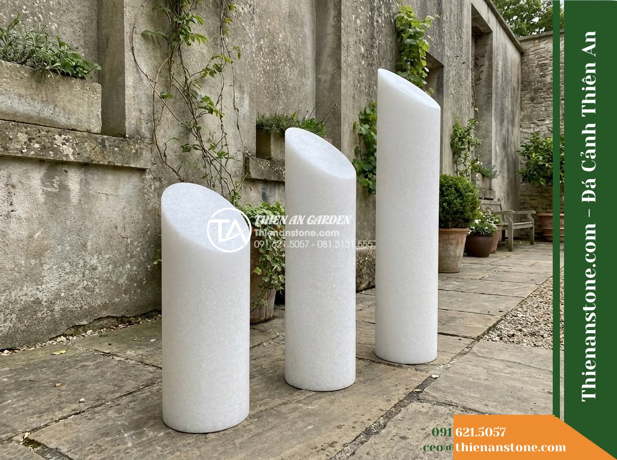 Bộ 3 Trụ Phun Tròn Vát Đỉnh, D25cm Cao 50-70-90cm