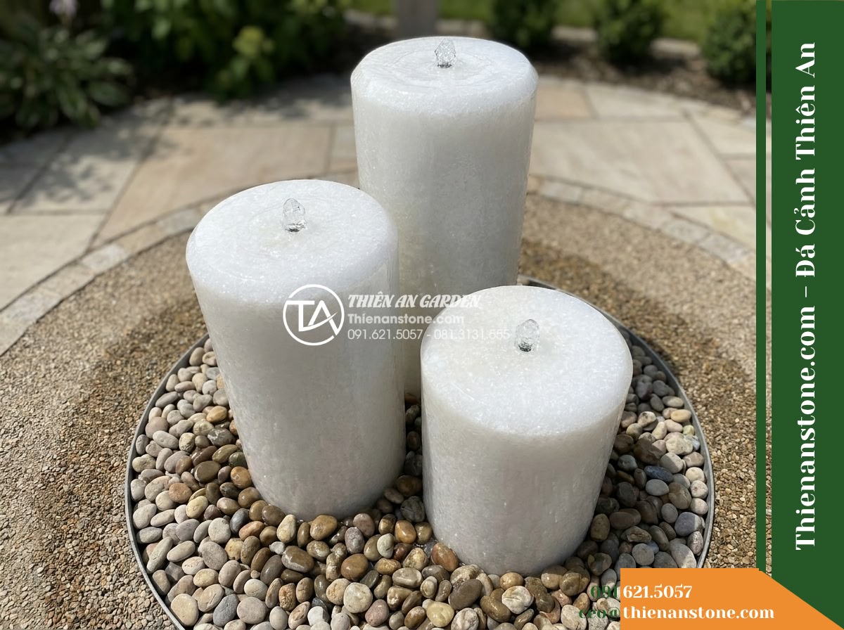 Bộ 3 Trụ Phun Tròn Vát Đỉnh, D25cm Cao 50-70-90cm