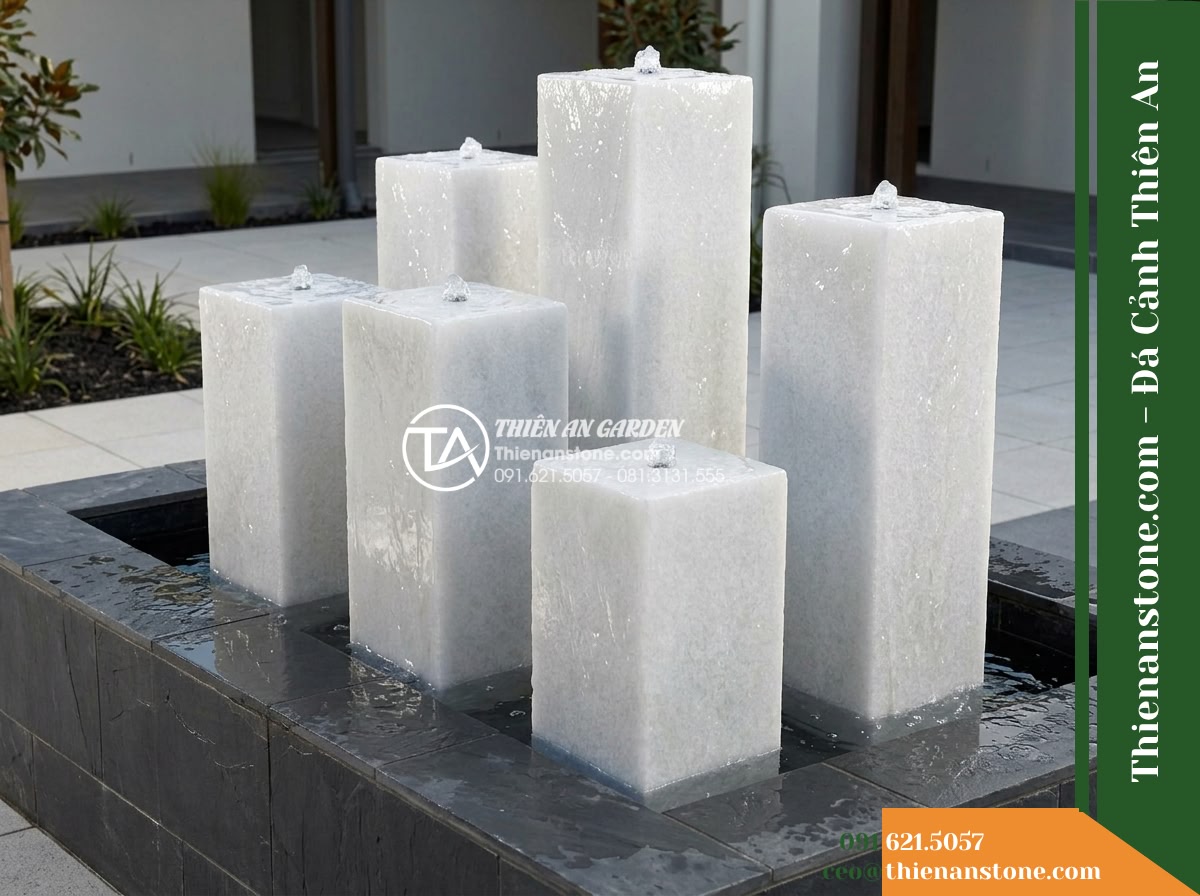 Bộ 5 Trụ Phun Vuông Xếp Cụm, 20x20cm Cao 40-120cm