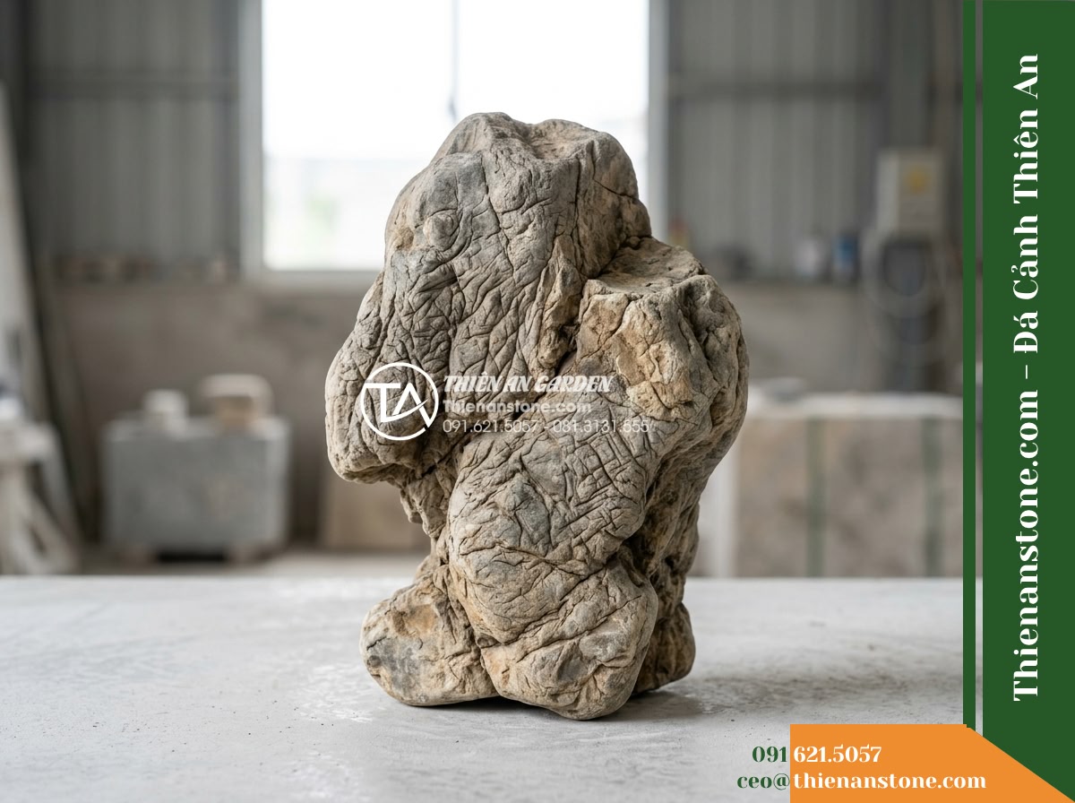 Đá da voi 20-30cm - Hình 4 Đá da voi 20-30cm - Side profile view displaying the volumetric balance and natural base seating of