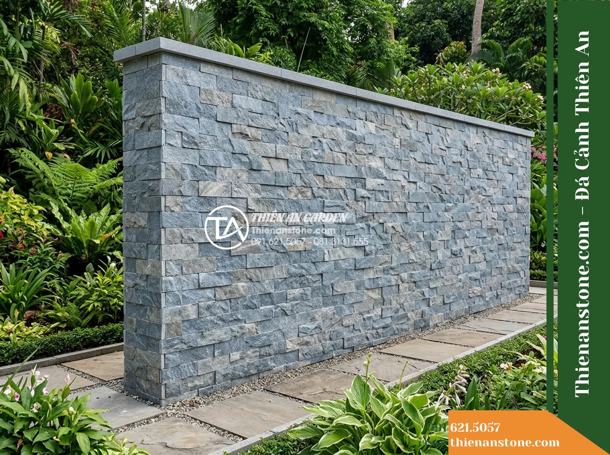 Đá ghép 2 màu Thanh Hóa | Đá vôi phối 2 màu (Xanh – Xám Thanh Hóa) | 10×50 cm