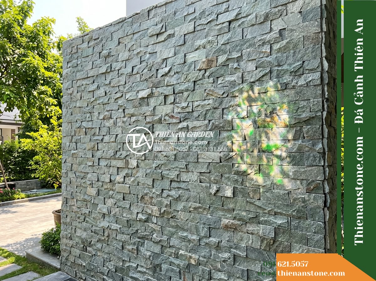 Đá ghép 2 màu Thanh Hóa | Đá vôi phối 2 màu (Xanh – Xám Thanh Hóa) | 10×50 cm