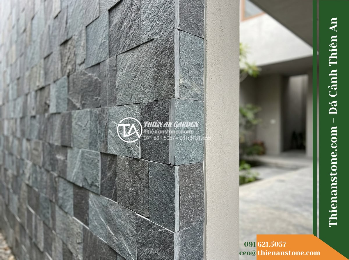 Đá ghép 2 màu Thanh Hóa | Đá vôi phối 2 màu (Xanh – Xám Thanh Hóa) | 10×50 cm