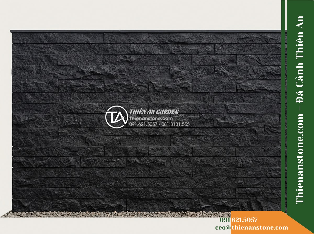Đá ghép bazan Gia Lai | Bazan đen chẻ thô Gia Lai | 15×60 cm