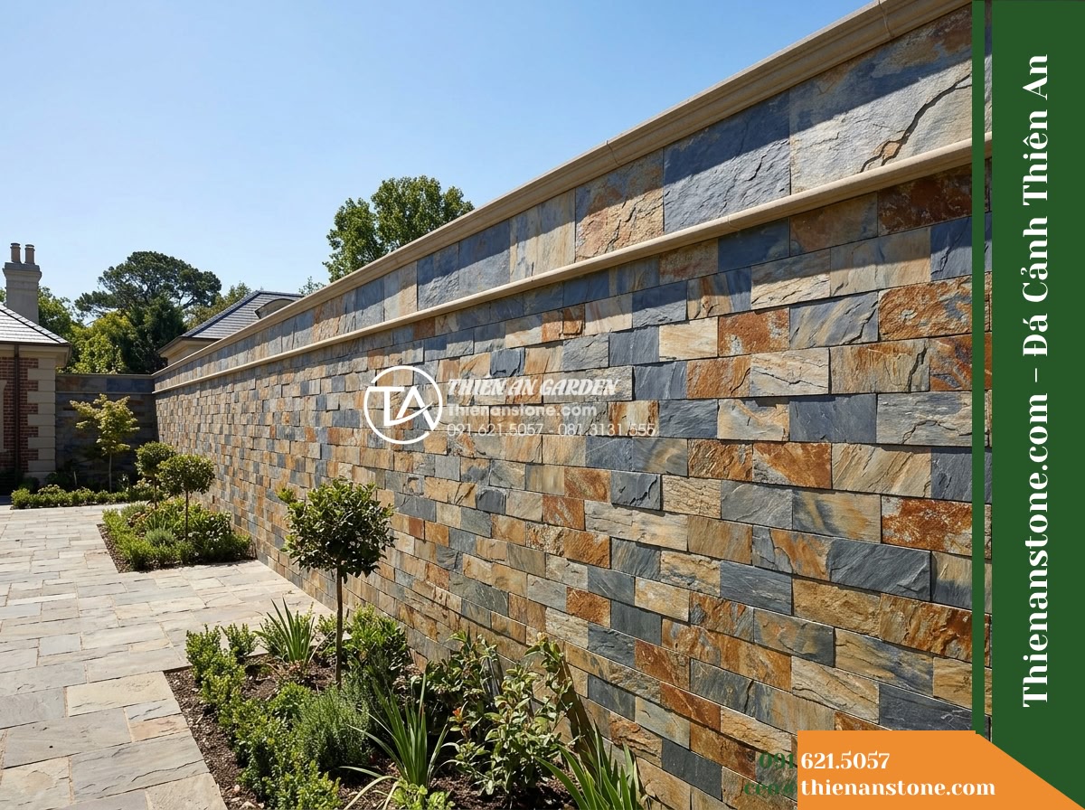 Đá ghép đa sắc Lai Châu | Slate đa sắc Lai Châu | 10×50 cm