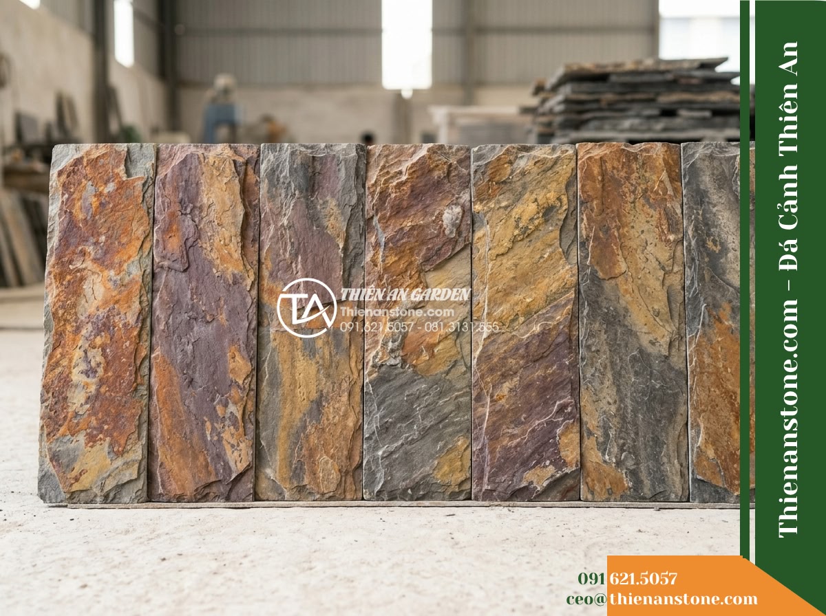 Đá ghép đa sắc Lai Châu | Slate đa sắc Lai Châu | 10×50 cm