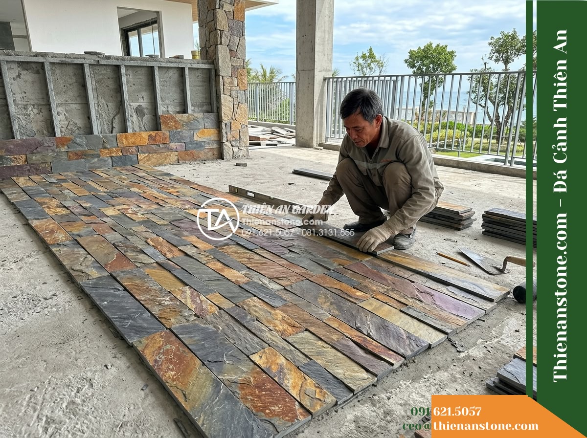 Đá ghép đa sắc Lai Châu | Slate đa sắc Lai Châu | 10×50 cm