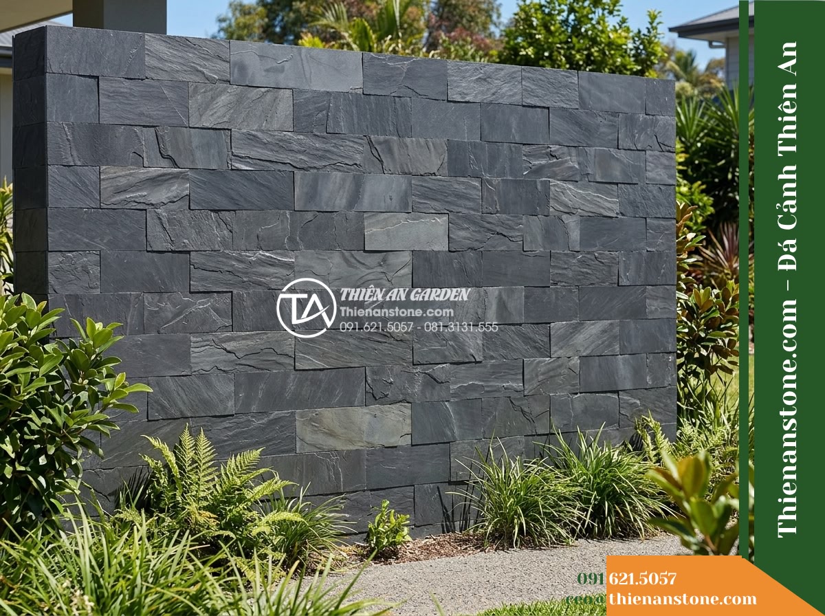 Đá ghép đen Tuyên Quang | Slate đen tuyền Tuyên Quang | 10×50 cm
