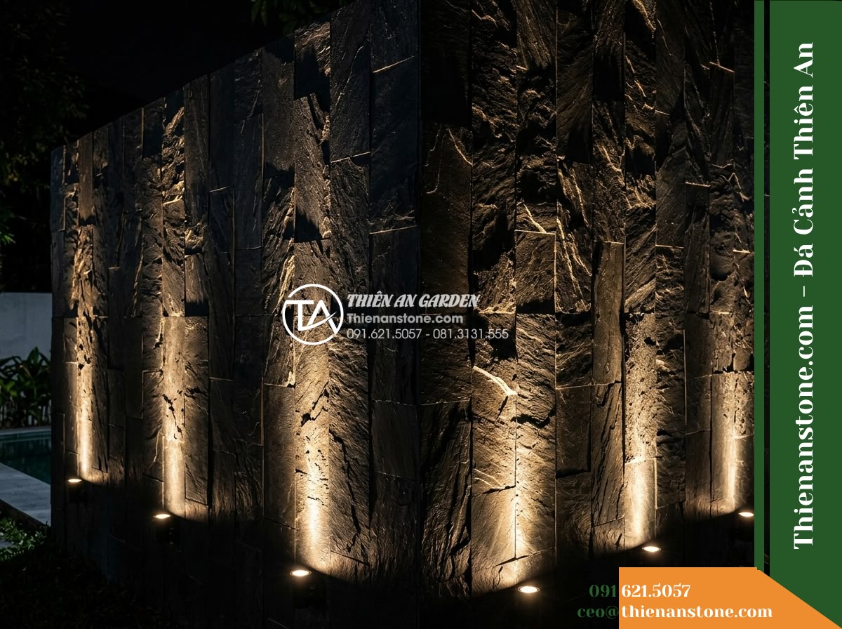 Đá ghép đen Tuyên Quang | Slate đen tuyền Tuyên Quang | 10×50 cm