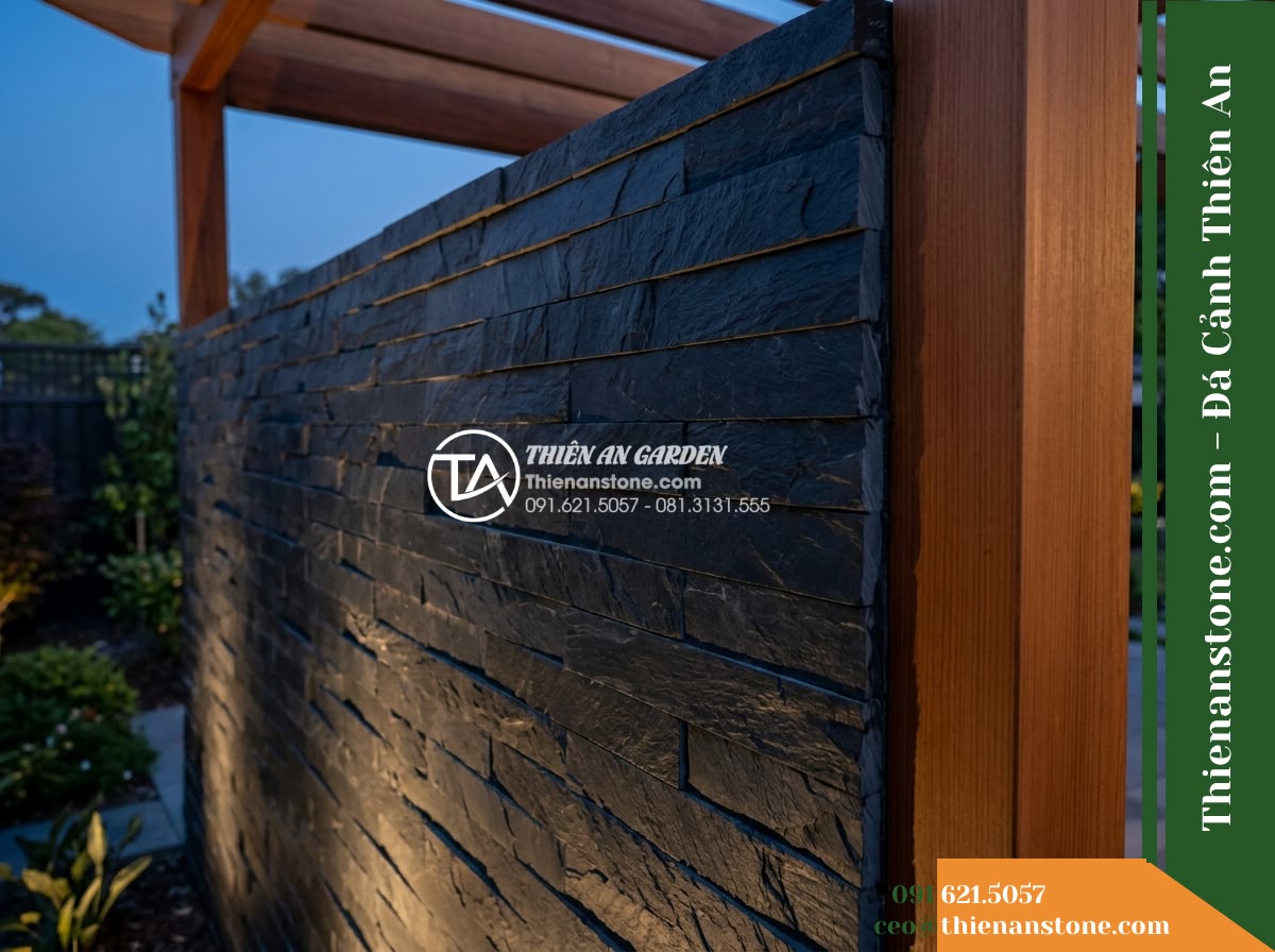 Đá ghép đen Tuyên Quang | Slate đen tuyền Tuyên Quang | 10×50 cm