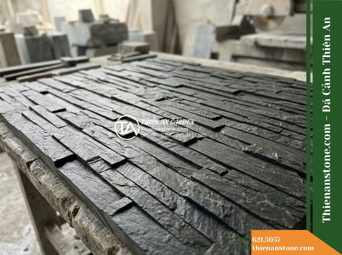 Đá ghép đen Tuyên Quang | Slate đen tuyền Tuyên Quang | 10×50 cm