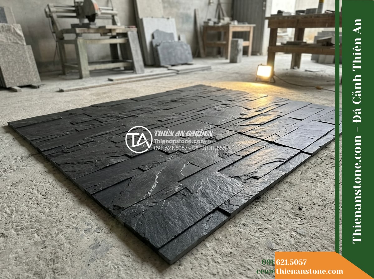 Đá ghép đen Tuyên Quang | Slate đen tuyền Tuyên Quang | 10×50 cm