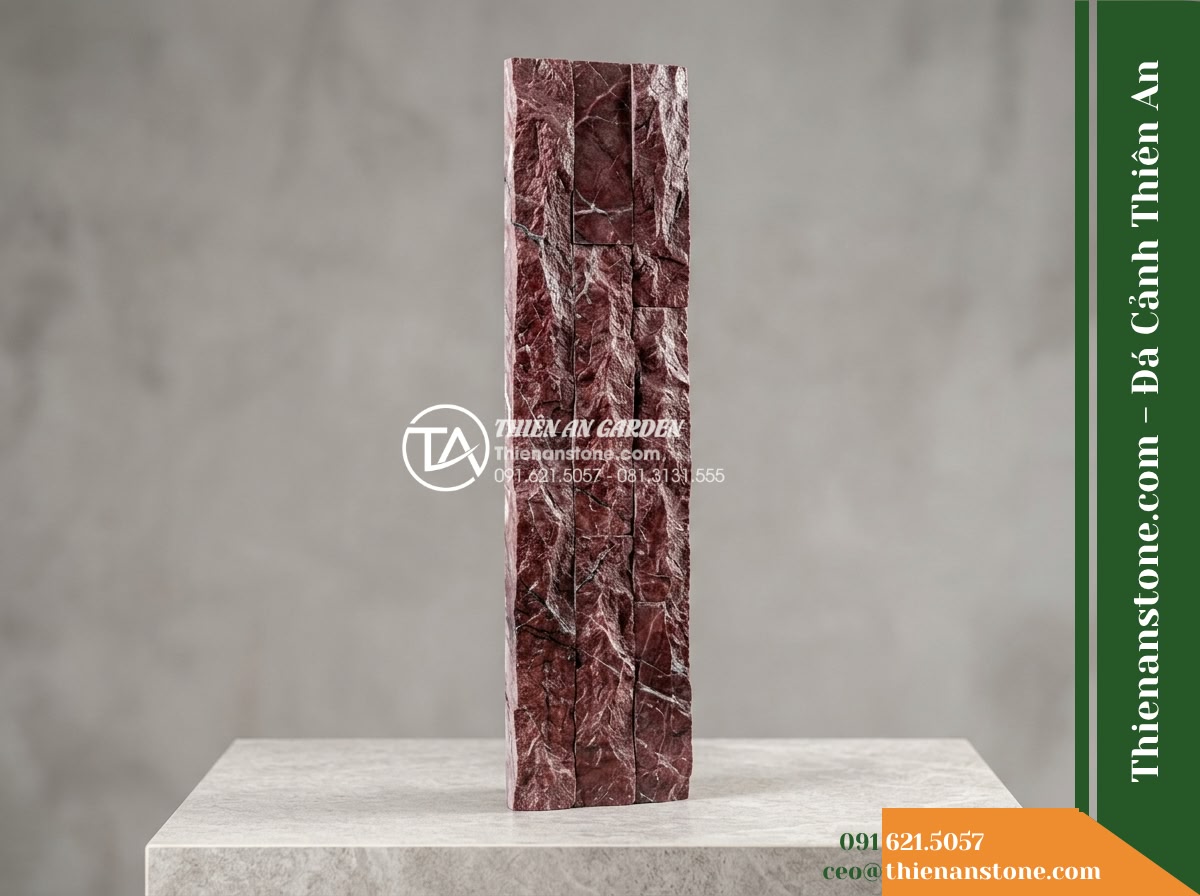 Đá ghép đỏ mận Nghệ An | Marble đỏ mận Nghệ An | 10×50 cm
