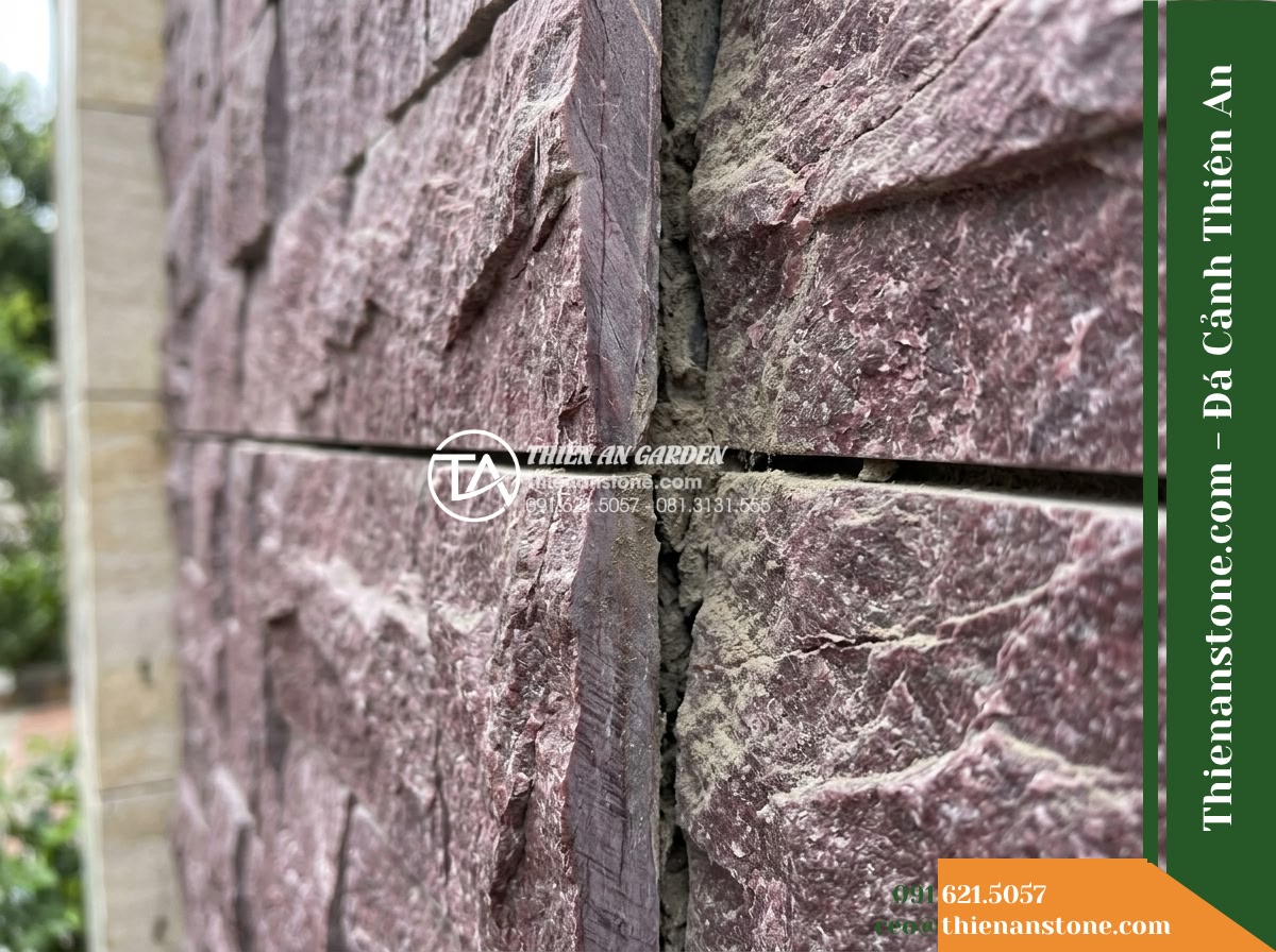 Đá ghép đỏ mận Nghệ An | Marble đỏ mận Nghệ An | 10×50 cm