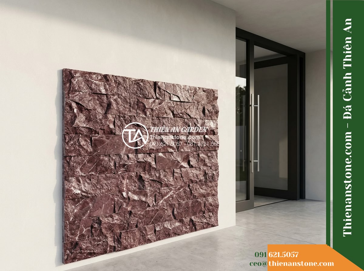 Đá ghép đỏ mận Nghệ An | Marble đỏ mận Nghệ An | 10×50 cm