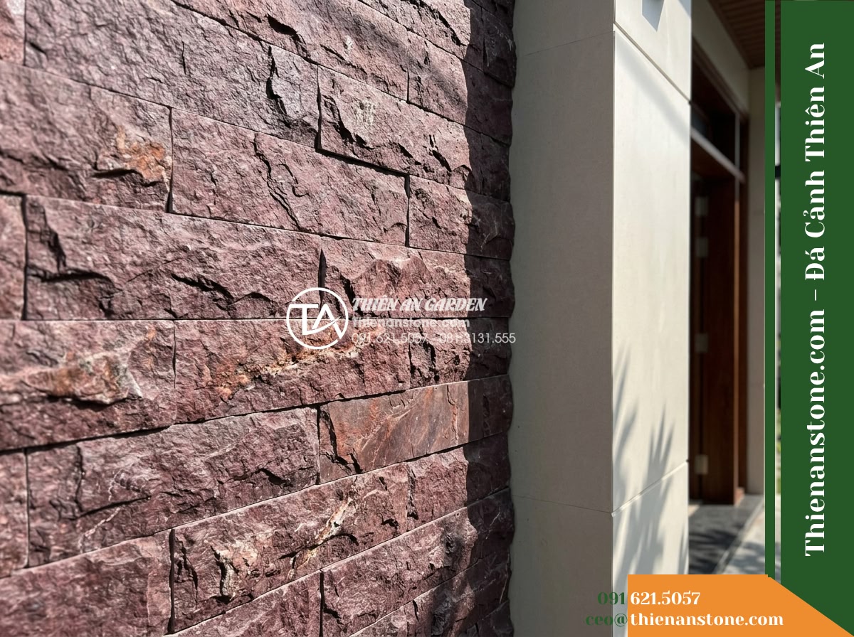Đá ghép đỏ mận Nghệ An | Marble đỏ mận Nghệ An | 10×50 cm