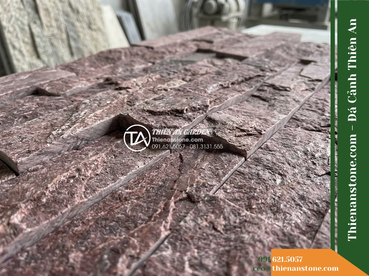 Đá ghép đỏ mận Nghệ An | Marble đỏ mận Nghệ An | 10×50 cm