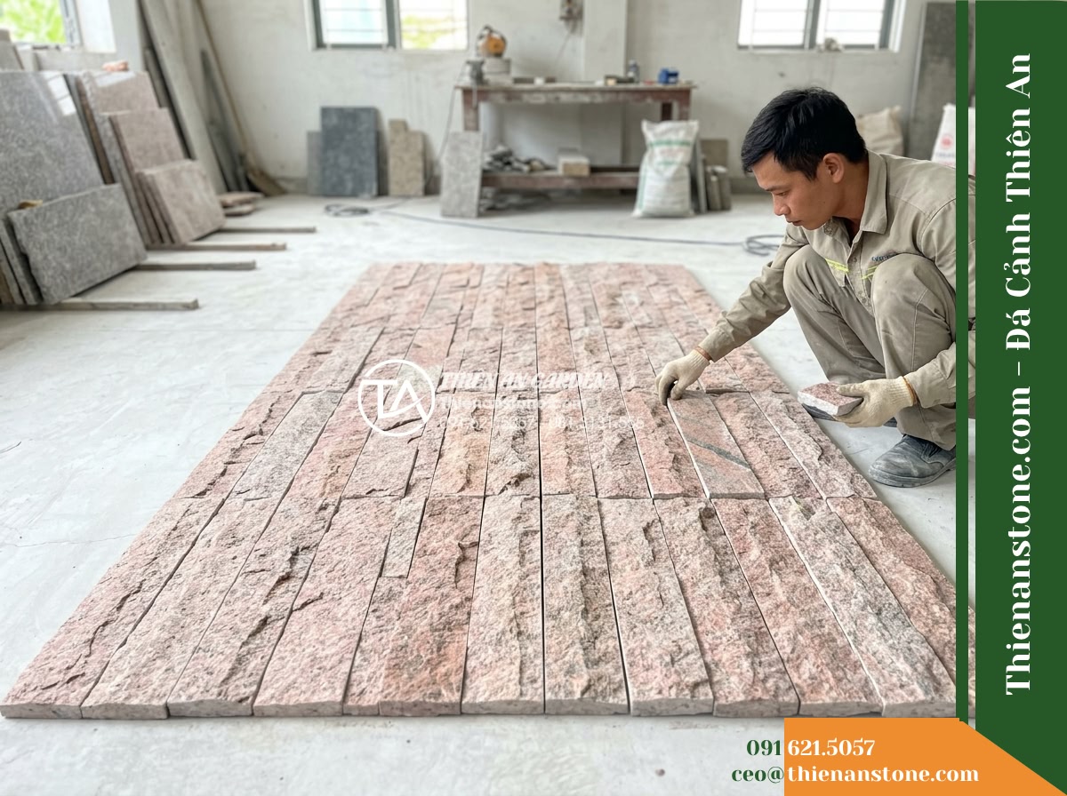 Đá ghép hồng Ninh Thuận | Granite hồng Ninh Thuận | 10×50 cm