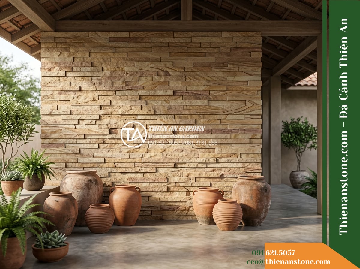 Đá ghép sa thạch Quảng Nam | Sandstone sa thạch Quảng Nam | 10×50 cm