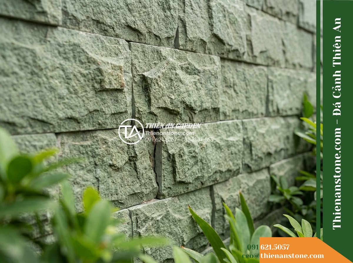 Đá ghép sa thạch xanh Quảng Nam | Sa thạch xanh lá Quảng Nam | 10×50 cm