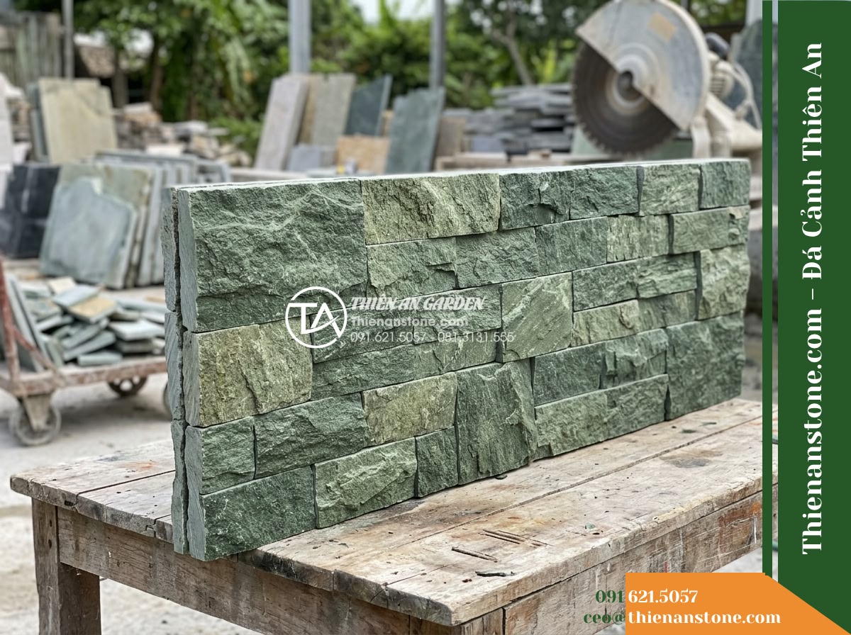Đá ghép sa thạch xanh Quảng Nam | Sa thạch xanh lá Quảng Nam | 10×50 cm