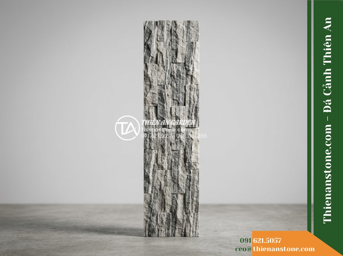 Đá ghép sọc dưa Hà Tĩnh | Marble sọc dưa Hà Tĩnh | 10x50 cm - Hình 11 Đá ghép sọc dưa Hà Tĩnh | Marble sọc dưa Hà Tĩnh | 10x50 cm - Single studio product photograph of a 10x50 cm Hà Tĩnh sọc dưa modular stone pan
