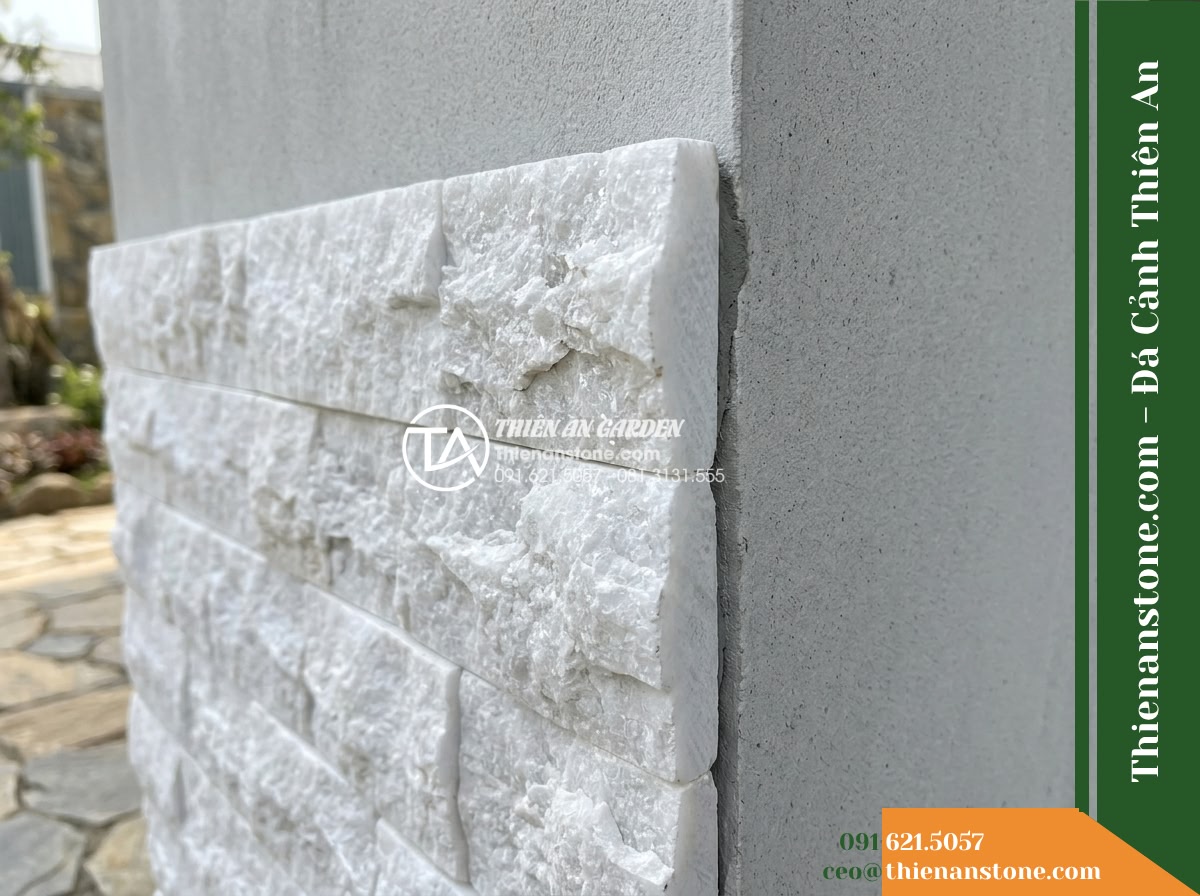 Đá ghép trắng muối Quỳ Hợp | Đá tinh thể trắng Quỳ Hợp | 10×50 cm