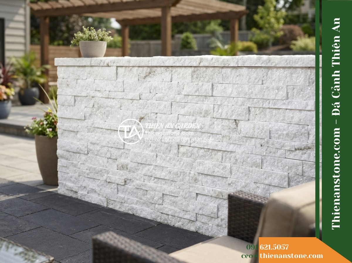 Đá ghép trắng muối Quỳ Hợp | Đá tinh thể trắng Quỳ Hợp | 10×50 cm