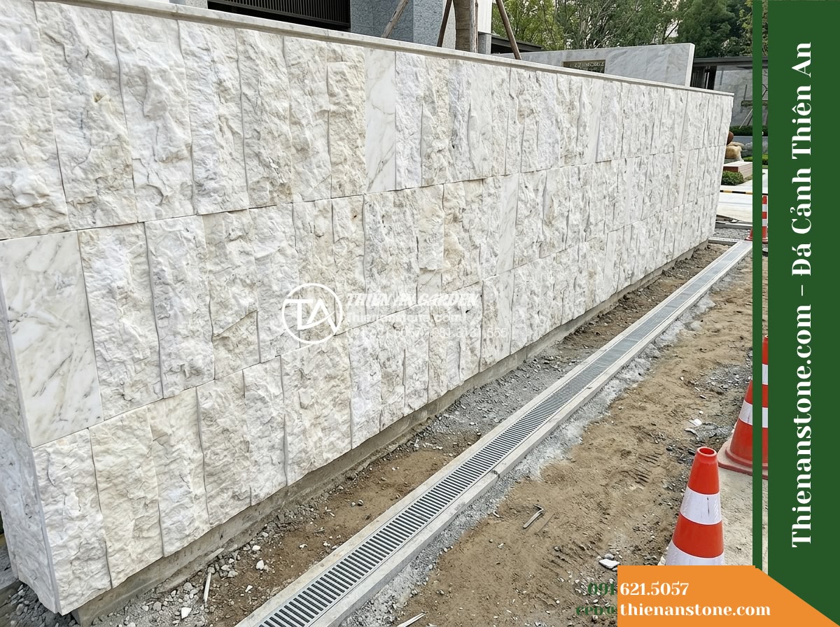 Đá ghép trắng sữa Nghệ An | Marble trắng Nghệ An | 10×50 cm