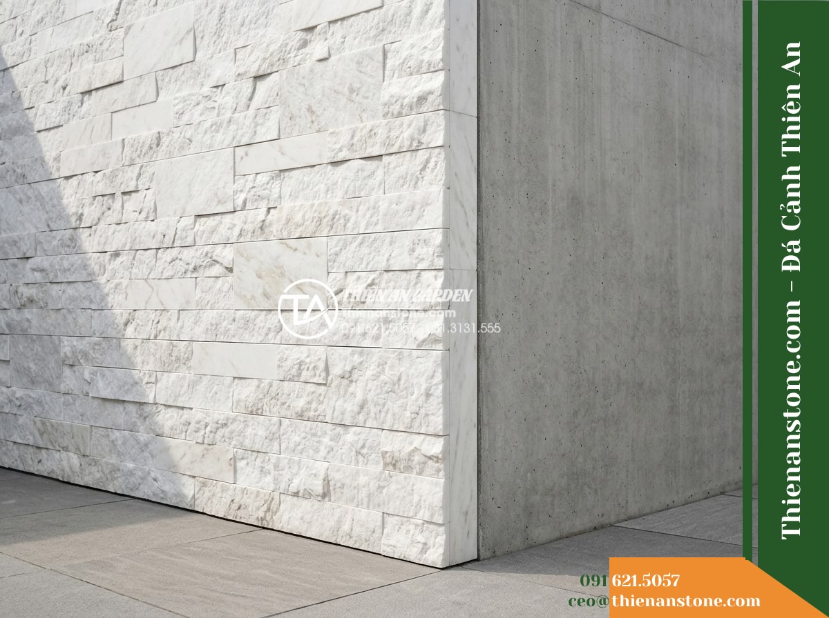 Đá ghép trắng sữa Nghệ An | Marble trắng Nghệ An | 10×50 cm