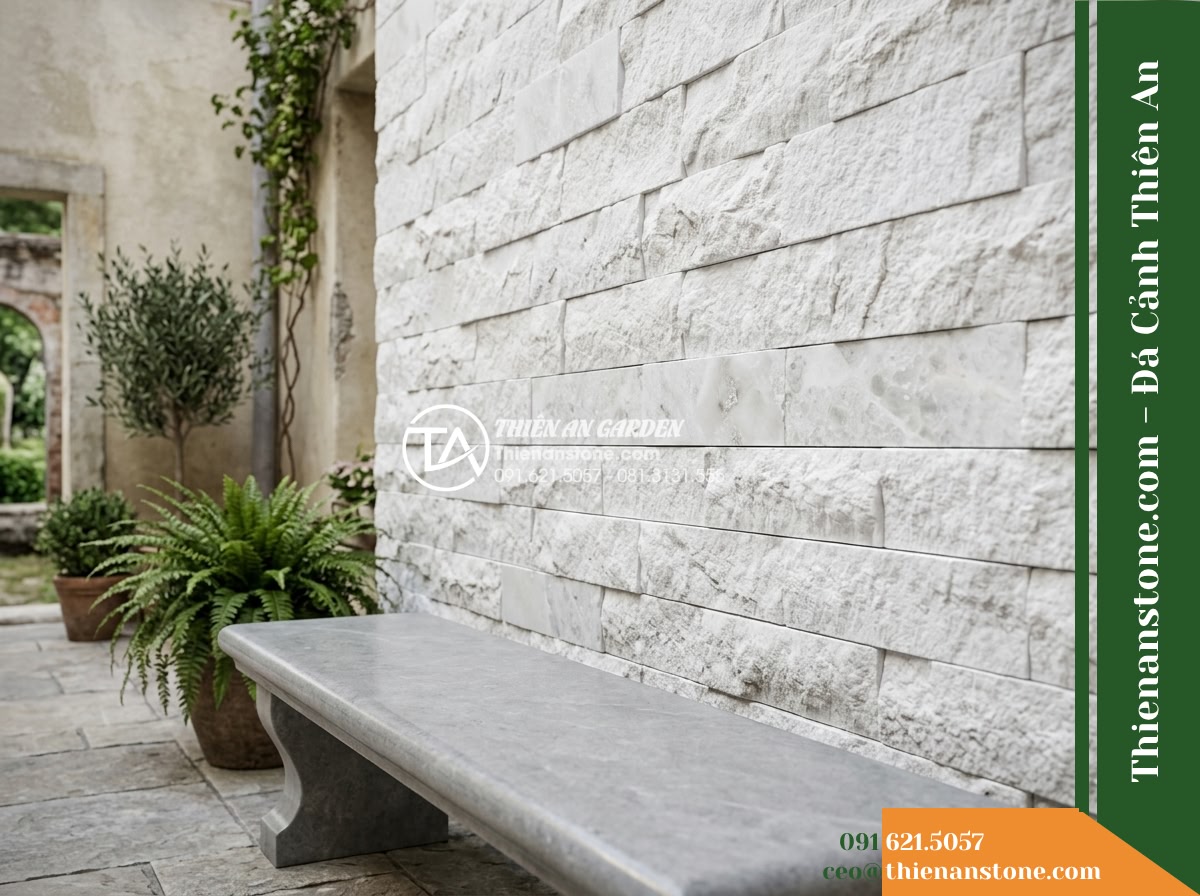 Đá ghép trắng sữa Nghệ An | Marble trắng Nghệ An | 10×50 cm