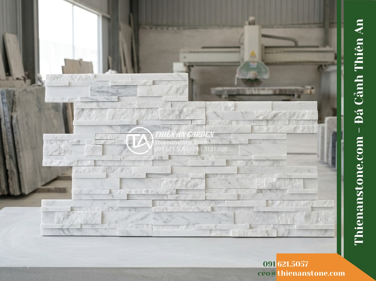 Đá ghép trắng sữa Nghệ An | Marble trắng Nghệ An | 10×50 cm