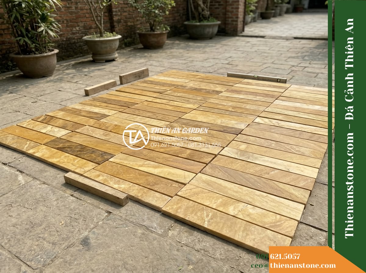 Đá ghép vàng Nghệ An | Marble vàng Nghệ An | 10×50 cm
